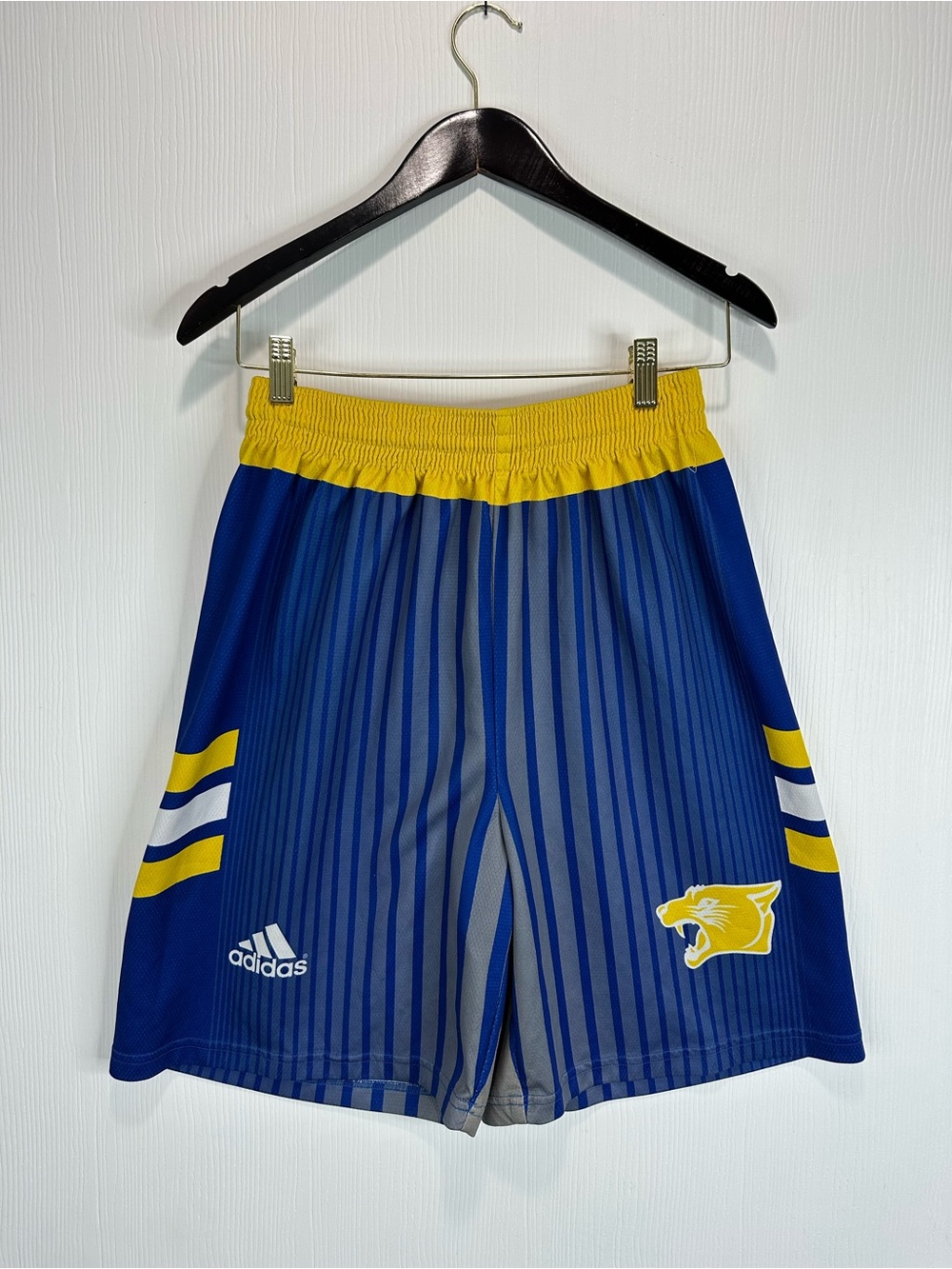 adidas Men’s Royal Blue & Yellow Athletic Shorts Wide Leg